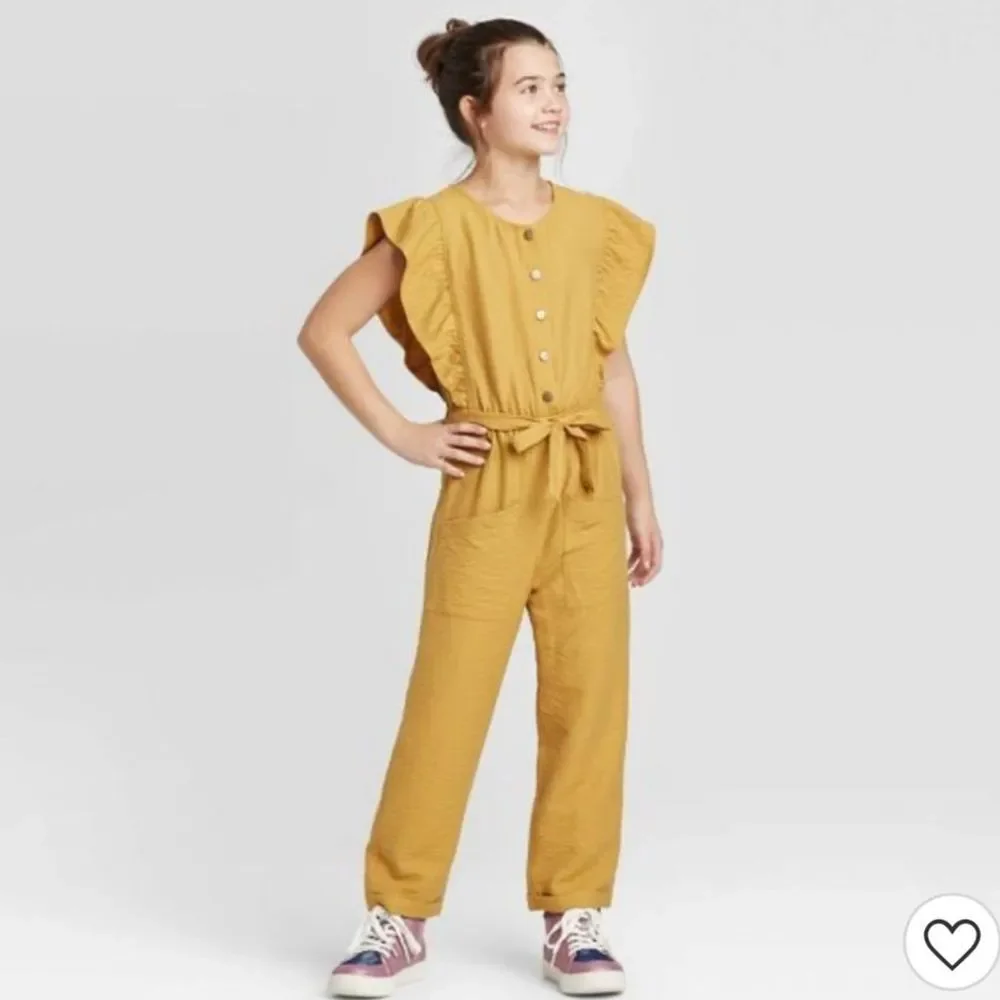 Art Class Tie Waist Button-Front Jumpsuit Small (6/6x)